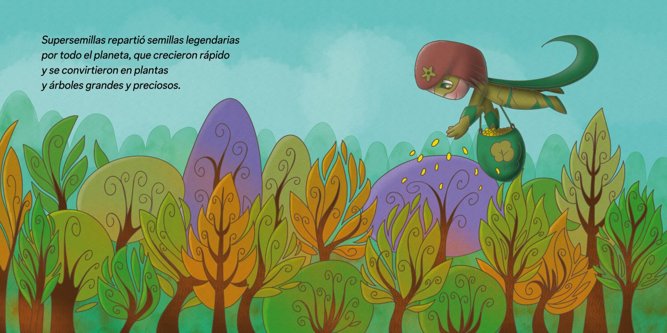 Ilustración infantil para un cuento de concienciación para los niños del respeto medio del ambiente