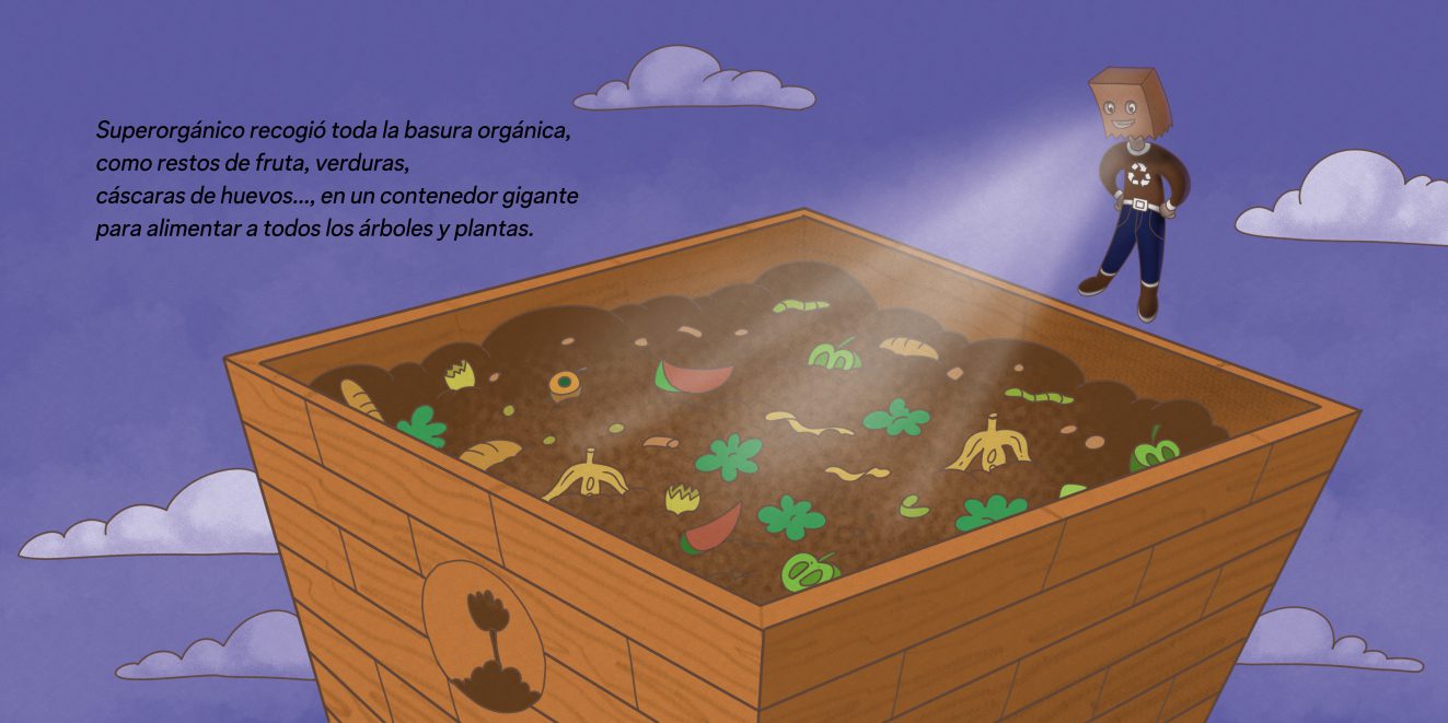 ilustración cuento infantil basura orgánica