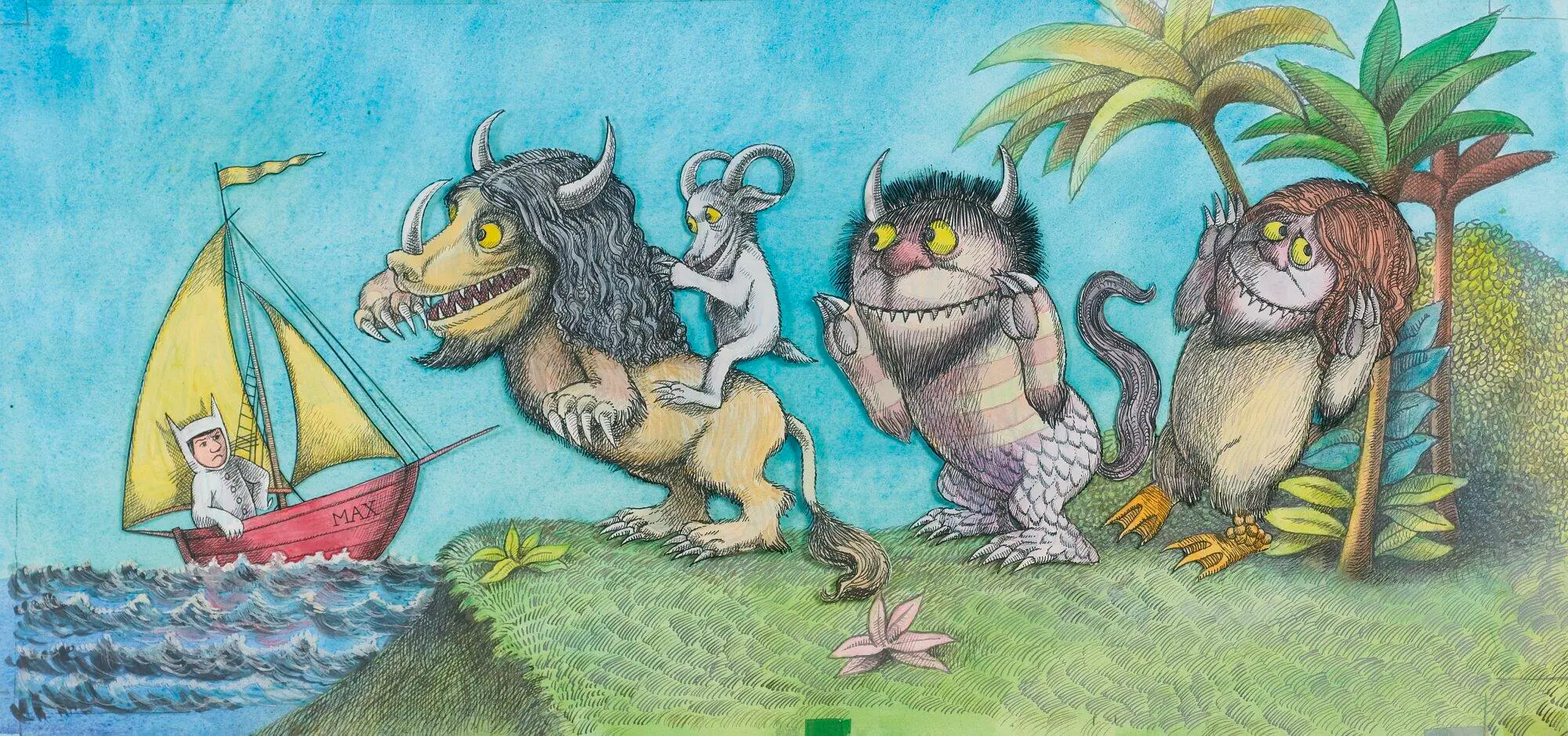 Maurice Sendak, el ilustrador infantil oscuro. Ilustración del cuento infantil Donde viven los monstruos.